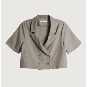 Cotton linen cropped blazer